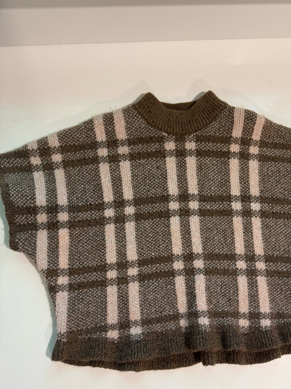Zara Brown and Soft Pink Plaid Knit Sweater Tunic